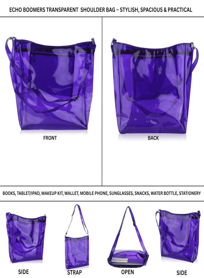 Echo Boomers Transparent Shoulder Bag - Trendy Purple | Stylish, Spacious, Durable & Multipurpose PVC Tote - Image 5
